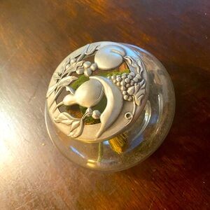 Seagull Canada 1991 Potpourri Clear Glass Bowl with Pewter Lid Fruits